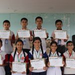 Students awarded certificate of achievements for Inter House Quiz Competition.